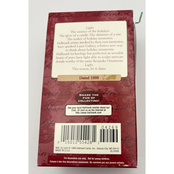 Hallmark Keepsake Christmas Ornament Yuletide Charm 1999 Laser Gallery - Picture 4 of 8